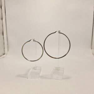 Royal Chain Inc Sterling Silver Hoop Earrings Set Of Two One 2" & One 2.5" New
